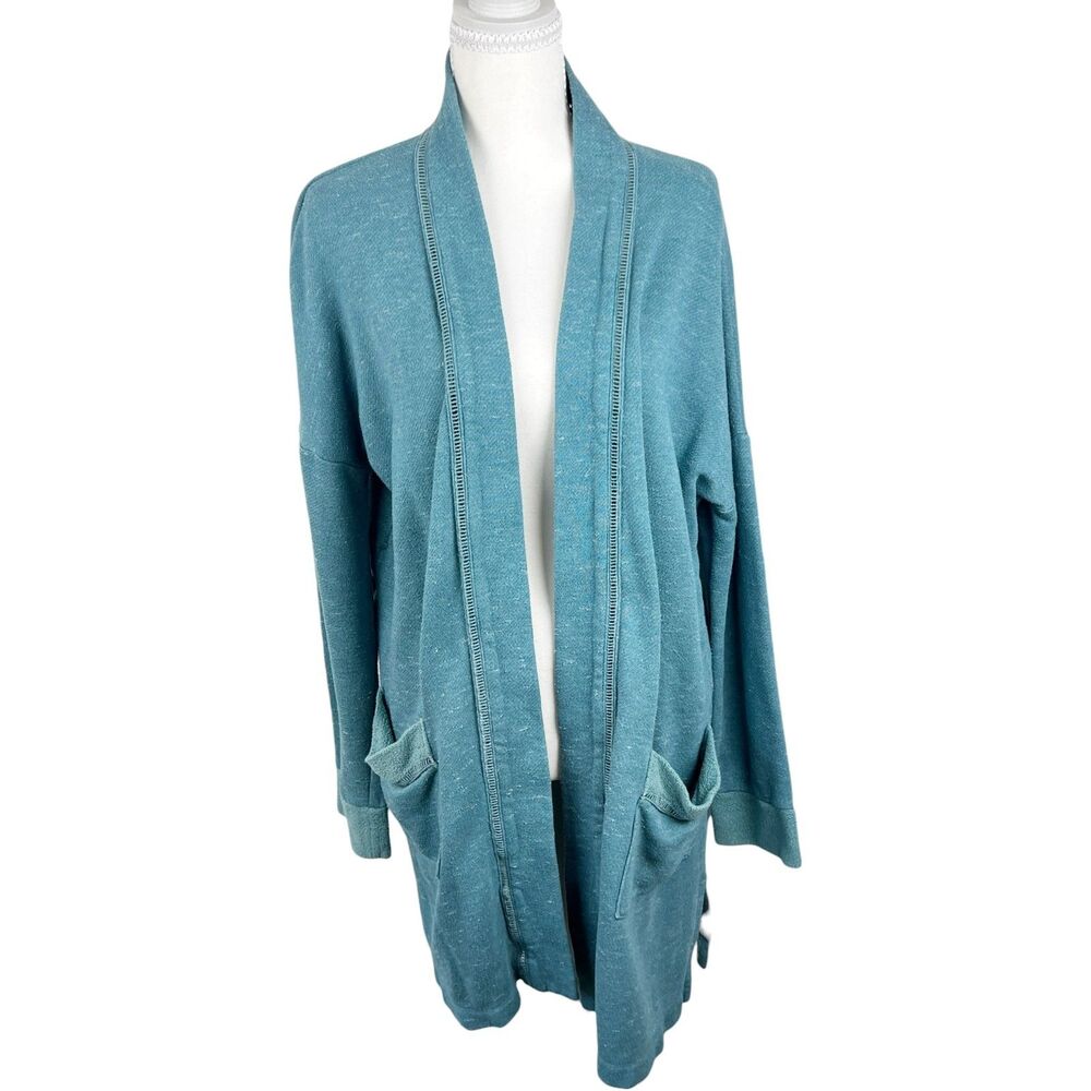 Saturday Sunday Sweater Women Medium/Large Blue Open Front Knit Cotton Rayon